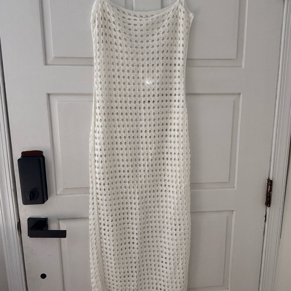White Crochet Beach Coverup